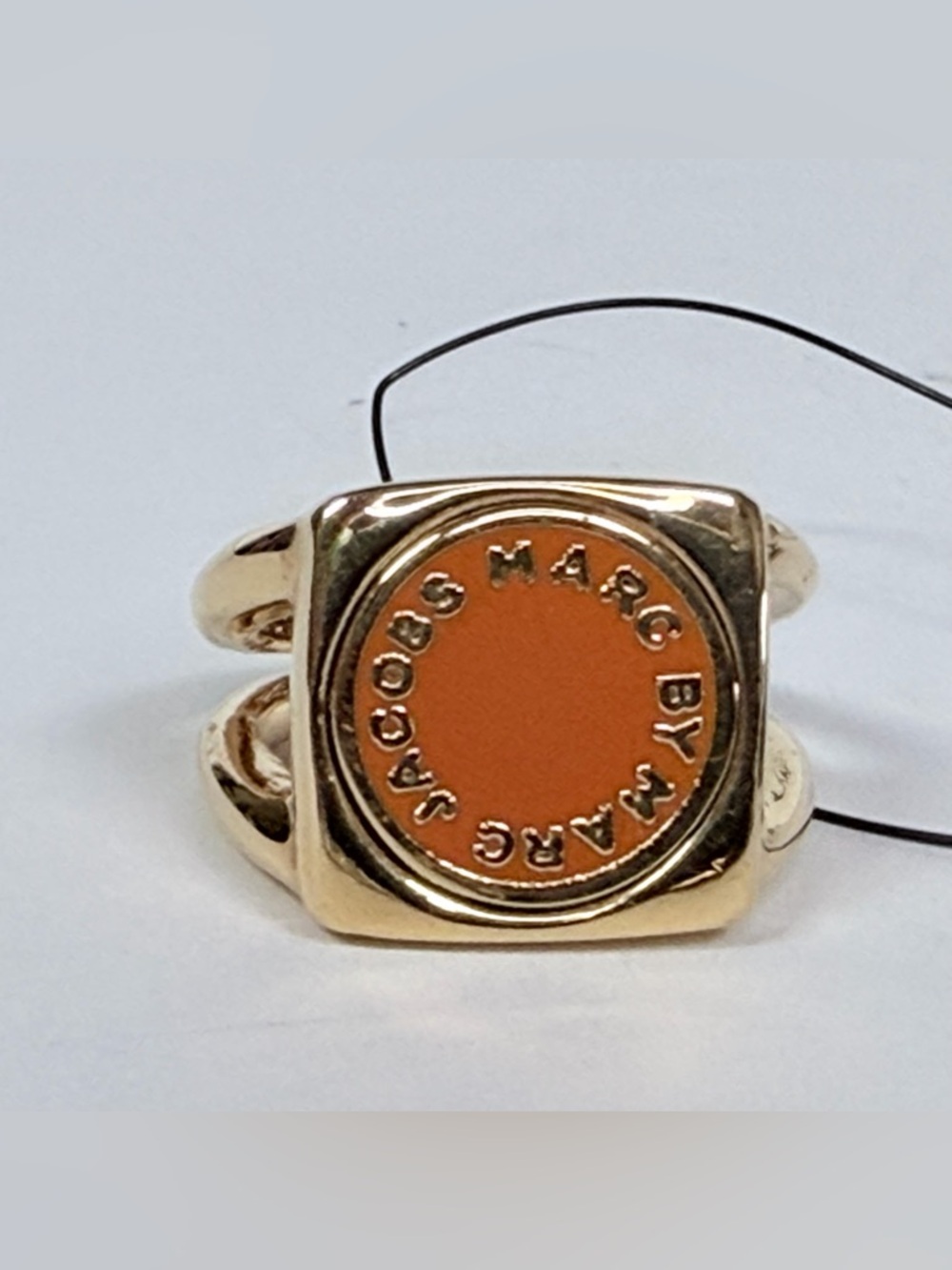 Marc by Marc Jacobs Gold Tone Ring with Orange Enamel Disc